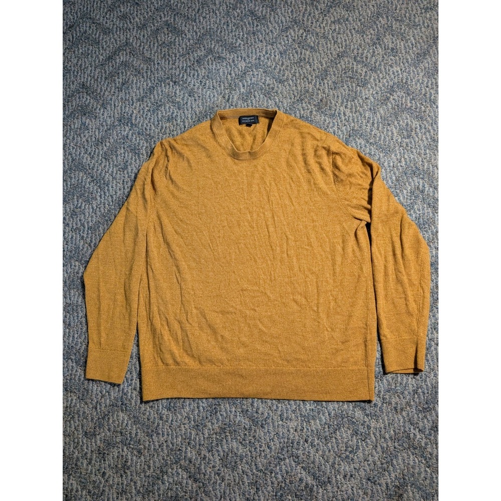Banana Republic Mens Mustard Yellow 100% Merino Wool Crewneck Sweater Large HO24